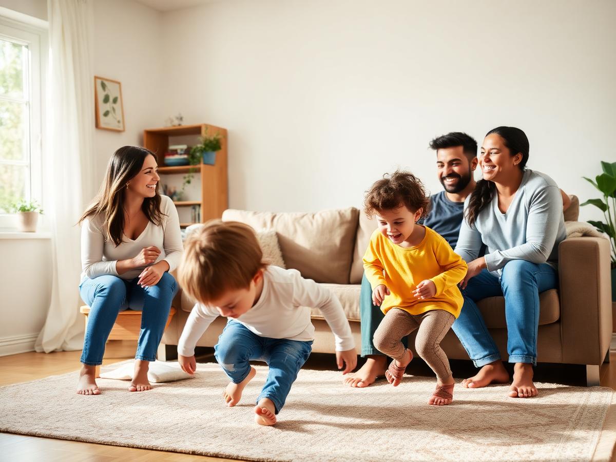 Young family with children at home